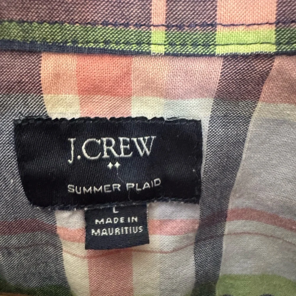 J.Crew Men’s Summer Plaid Button Down Shirt Large Cotton Casual Preppy